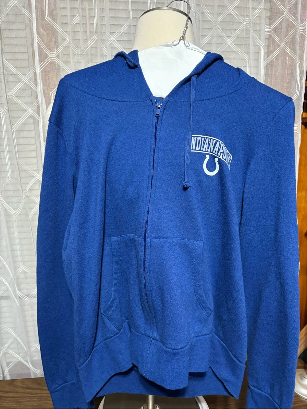 Indianapolis Colts Blue Zip-Up Hoodie size L NFL Apparel 20”p2p 22”L